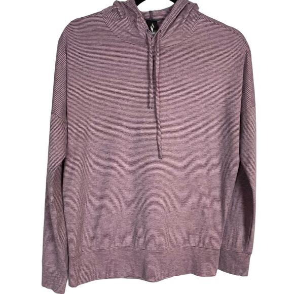 Skechers Sweaters - Skechers Hoodie Pullover XS Womens Pink Gray Stripe Stretch Long Sleeve